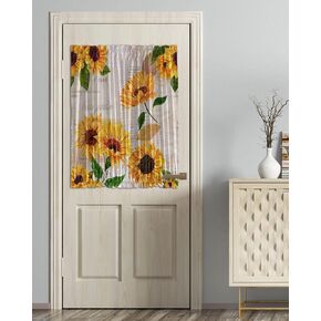 French Door Curtain, Sunflower Newspaper Background Blackout Privacy Rod Pocket Door Curtain with Tieback Thermal Insulated Door Panel for Glass Door Front Door 25x72in 1PCS