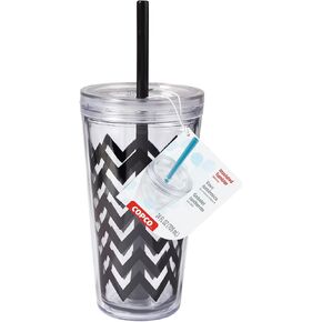 Copco Minimus Double Wall Insulated Tumbler with Removable Straw, 24-Ounce, Cyan Blue Dots