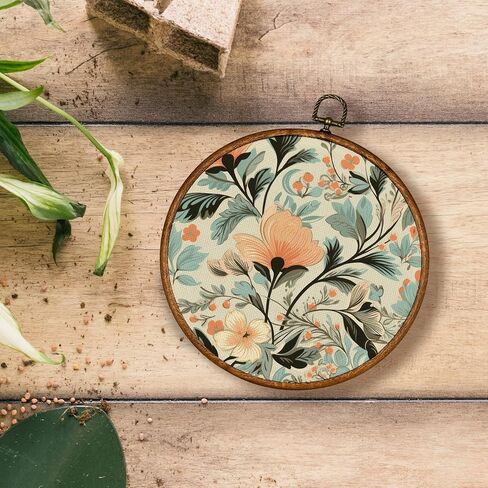 KSDUT Boho زهرة جدار الفن ديكور - نباتية محايدة منتصف القرن النسيج الحديث جدار الفن قماش الإطار شنقا المطبوعات، المناظر الطبيعية خمر جولة جدار الفن ديكور لديكورات المنزل 10 "× 10" in Saudi Arabia