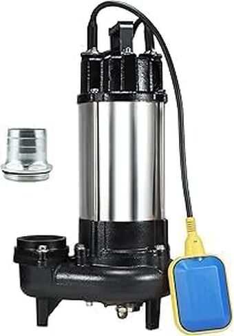 1HP Sewage Grinder Pump Submersible Effluent Pump, Sump Pump 110V 6400GPH with Automatic Float Switch, Cast Iron, 2'' NPT Discharge for Basement, Sump Basin, Residential Sewage in Saudi Arabia