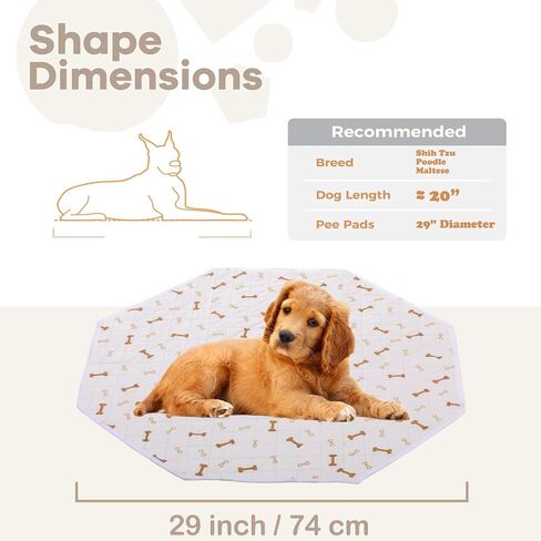 Meow&Woof Reusable Puppy Pads - Washable Pee Pads for Dogs 100% Waterproof Octagon Playpen Mat, Super Absorbent and Durable Reusable Pee Pads for Dogs 36 Inch 1 Pack in Saudi Arabia