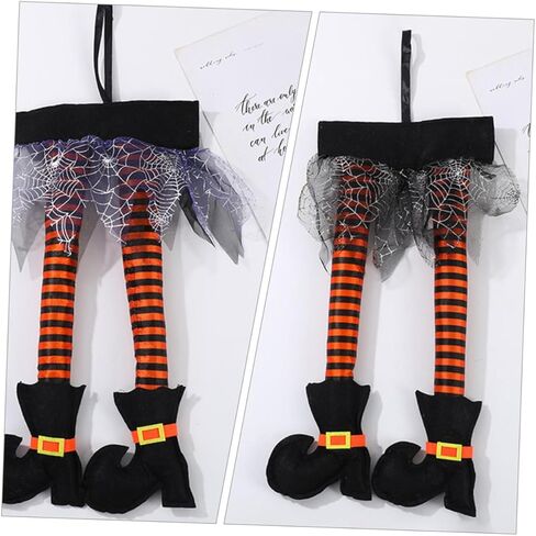 Abaodam 3 قطع زينة ساق الساحرة، شماعات الباب الأمامي، إكليل العنكبوت، ديكور صندوق السيارة، أرجل الساحرة المحشوة، إكليل الهالوين، زخرفة الهالوين، زينة الهالوين المعلقة، حذاء قطني in Kuwait