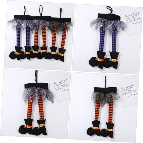 Abaodam 3 قطع زينة ساق الساحرة، شماعات الباب الأمامي، إكليل العنكبوت، ديكور صندوق السيارة، أرجل الساحرة المحشوة، إكليل الهالوين، زخرفة الهالوين، زينة الهالوين المعلقة، حذاء قطني in Kuwait