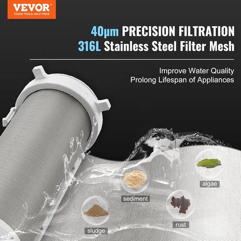 VEVOR Sediment Filter, 4Th Gen Backwash Technology, 360° Bi-side Scraper Flush, 20 GPM High Flow Spin Down Sediment Pre-Filtration, 40 Micron Reusable Whole House Sediment Water Filter, 3/4" MNPT in Saudi Arabia