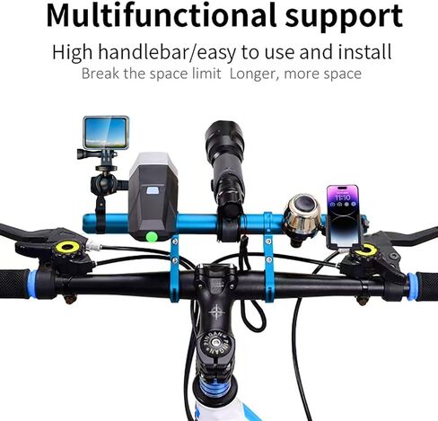 7.87"" Bike Handlebar Extender, Double Aluminum Alloy Bicycle Handlebar Extender for Flashlight Holder Bicycle Accessories with Screwdriver for Bicycle Speedometer Light, Blue in Saudi Arabia