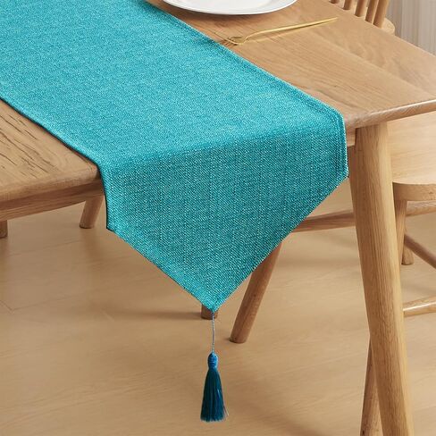 Burlap Linen Style Table Runner with Tassels Rustic Farmhouse Dresser Scarf for Dining Table Banquet Party Home Decor (Brown, 14 x 71 inch) in Saudi Arabia