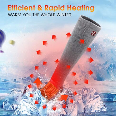 Autocastle Heated Socks for Men Rechargeable Electric Battery Heated Stockings,Male Winter Warm Battery Powered Heat Insulated Sox,Novelty Climb Hike Thermal Socks Hunt Ski Cycle Foot Warmer,Size L in Saudi Arabia