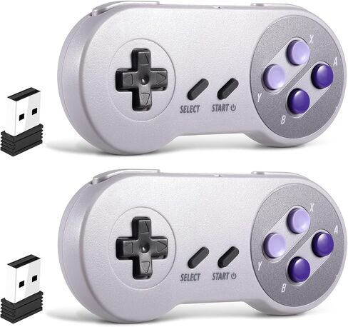 وحدة تحكم عبر الإنترنت SNES Switch لاسلكية 2.4 جيجا هرتز، مستقبل USB، متوافق مع Switch/Switch OLED، الكمبيوتر الشخصي، Mac OS، Android، Steam Deck، Raspberry Pi (قابل للشحن) (التوصيل والتشغيل) (عبوتان) أرجواني in Kuwait