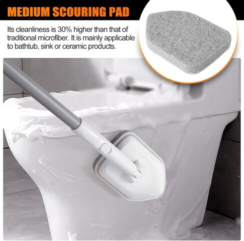 Shower Scrubber, 4 in 1 Shower Tile Brush Tub Scrubber with Long Handle, No Scratch Shower Cleaning Brush for Cleaning Bathroom Kitchen Bathtub Glass Tile Sink Wall in Saudi Arabia