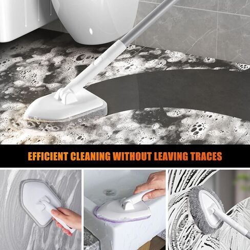 Shower Scrubber, 4 in 1 Shower Tile Brush Tub Scrubber with Long Handle, No Scratch Shower Cleaning Brush for Cleaning Bathroom Kitchen Bathtub Glass Tile Sink Wall in Saudi Arabia