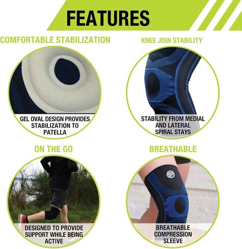 دعم الركبة من Pro-Tec Gel Force، دعامة الركبة، كم ضاغط، دعم الركبة والمفاصل، تتبع الرضفة، دعم الأربطة، التهاب الأوتار، ثبات الركبة، تلين الغضروف، للرجال والنساء، مقاس كبير in Saudi Arabia
