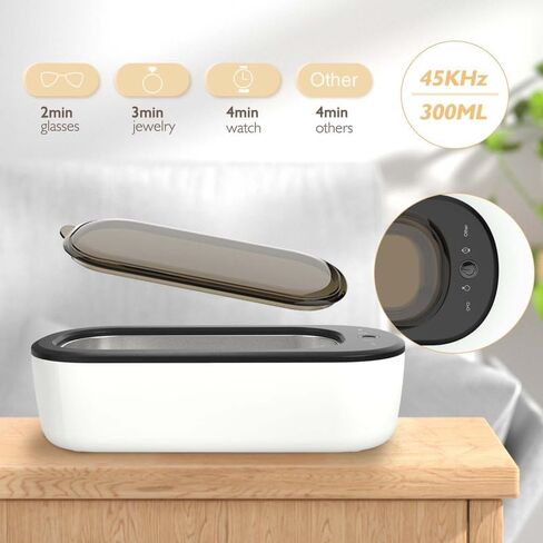 منظف ​​بالموجات فوق الصوتية منظف صوتي للنظارات مع 4 أوضاع، نظارات منظف بالموجات فوق الصوتية 43 كيلو هرتز، منظف بالموجات فوق الصوتية للحمام 300 مل للنظارات والساعات والخواتم والقلائد in Kuwait