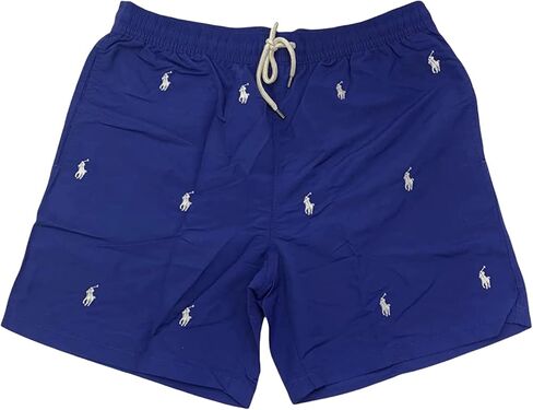 شورت سباحة رجالي من Polo Ralph Lauren مطبوع على الشاطئ مع خيوط (كحلي/أبيض/مهر في كل مكان، مقاس XX-Large) in Saudi Arabia
