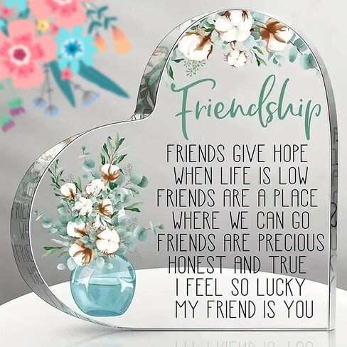 Gift for Friends, Friend Gifts, Friendship Birthday Gifts, Bff Gifts, Acrylic Heart Shape For Friendship Keepsake, Bestie Friend Gifts For Women, Including Presents For Bffs, Sisters, And Close Friends. in Saudi Arabia