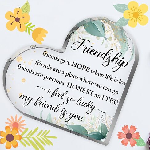 Gift for Friends, Friend Gifts, Friendship Birthday Gifts, Bff Gifts, Acrylic Heart Shape For Friendship Keepsake, Bestie Friend Gifts For Women, Including Presents For Bffs, Sisters, And Close Friends. in Saudi Arabia