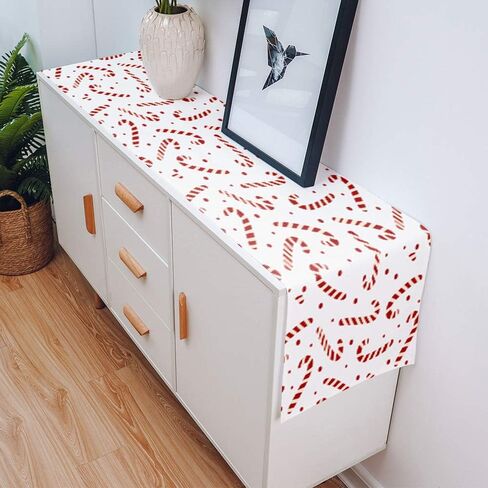 Christmas Table Runners Candy Cane Table Runner Dresser Scarves Non-Slip Table Cloth Decorations for Xmas Holiday Dinner Parties White Red Christmas Runner 13x72 inches in Saudi Arabia