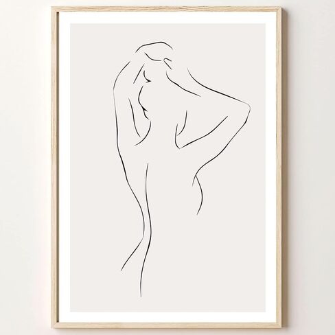 Abstract Line Woman Wall Art Canvas Bathroom Line Art Wall Decor Woman Silhouette Poster Abstract Female Art Black and White Line Artwork Woman Line Drawing Prints for Bedroom 16x24inch No Frame in Saudi Arabia