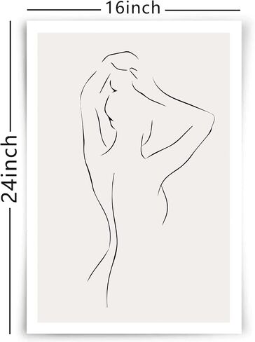 Abstract Line Woman Wall Art Canvas Bathroom Line Art Wall Decor Woman Silhouette Poster Abstract Female Art Black and White Line Artwork Woman Line Drawing Prints for Bedroom 16x24inch No Frame in Saudi Arabia