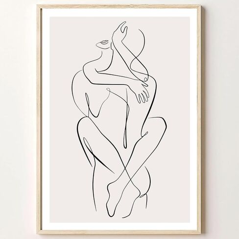 Abstract Line Woman Wall Art Canvas Bathroom Line Art Wall Decor Woman Silhouette Poster Abstract Female Art Black and White Line Artwork Woman Line Drawing Prints for Bedroom 16x24inch No Frame in Saudi Arabia