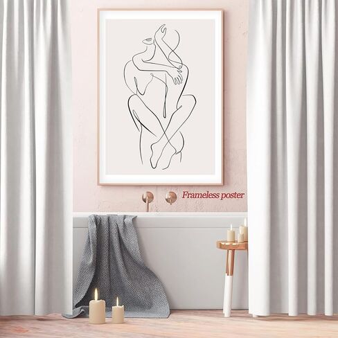 Abstract Line Woman Wall Art Canvas Bathroom Line Art Wall Decor Woman Silhouette Poster Abstract Female Art Black and White Line Artwork Woman Line Drawing Prints for Bedroom 16x24inch No Frame in Saudi Arabia