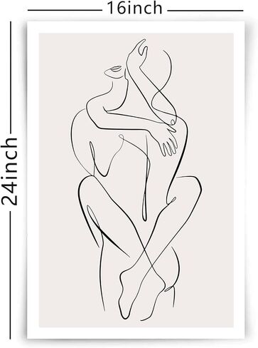 Abstract Line Woman Wall Art Canvas Bathroom Line Art Wall Decor Woman Silhouette Poster Abstract Female Art Black and White Line Artwork Woman Line Drawing Prints for Bedroom 16x24inch No Frame in Saudi Arabia