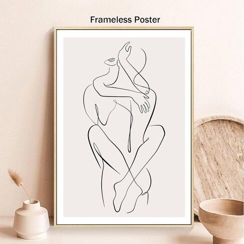 Abstract Line Woman Wall Art Canvas Bathroom Line Art Wall Decor Woman Silhouette Poster Abstract Female Art Black and White Line Artwork Woman Line Drawing Prints for Bedroom 16x24inch No Frame in Saudi Arabia