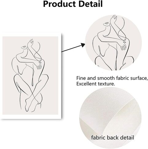 Abstract Line Woman Wall Art Canvas Bathroom Line Art Wall Decor Woman Silhouette Poster Abstract Female Art Black and White Line Artwork Woman Line Drawing Prints for Bedroom 16x24inch No Frame in Saudi Arabia