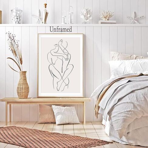 Abstract Line Woman Wall Art Canvas Bathroom Line Art Wall Decor Woman Silhouette Poster Abstract Female Art Black and White Line Artwork Woman Line Drawing Prints for Bedroom 16x24inch No Frame in Saudi Arabia