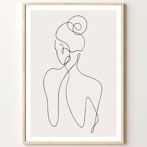 Abstract Line Woman Wall Art Canvas Bathroom Line Art Wall Decor Woman Silhouette Poster Abstract Female Art Black and White Line Artwork Woman Line Drawing Prints for Bedroom 16x24inch No Frame in Saudi Arabia