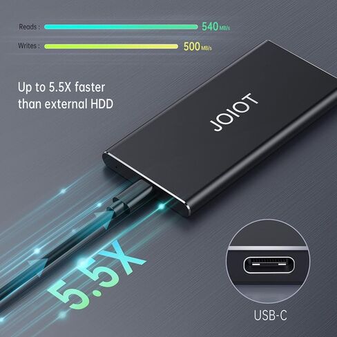 JOIOT SSD محمول يصل إلى 2000 ميجابايت/ثانية USB-C USB 3.2 Gen 2x2 SSD خارجي مع حافظة واقية محرك أقراص الحالة الصلبة الخارجي مقاوم للصدمات من النوع C (1 تيرابايت) in Kuwait