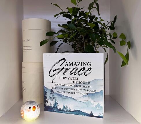 علامات الخشب المسيحي، نعمة مذهلة كيف الحلو الصوت، مربع علامة الديكور منضدية، ديكور مزرعة أنيقة، ديكور المنزل الديني، علامة مربع ريفي لغرفة المعيشة المنزلية، الهدايا الروحية المسيحية ريفي in Kuwait