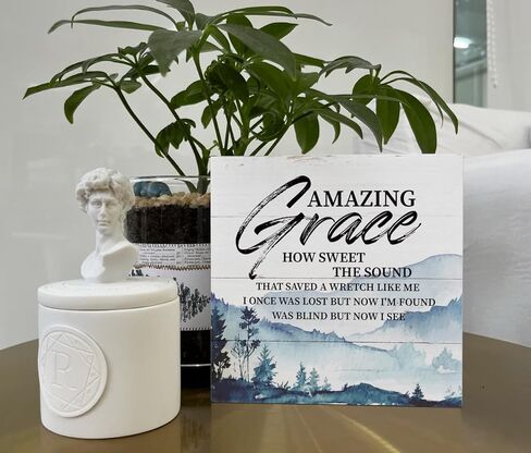 علامات الخشب المسيحي، نعمة مذهلة كيف الحلو الصوت، مربع علامة الديكور منضدية، ديكور مزرعة أنيقة، ديكور المنزل الديني، علامة مربع ريفي لغرفة المعيشة المنزلية، الهدايا الروحية المسيحية ريفي in Kuwait