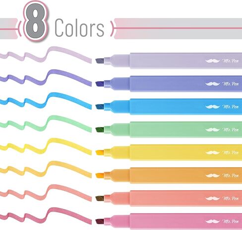 Mr. Pen- Aesthetic Highlighters, 8 pcs, Chisel Tip, Assorted Colors, Cute Highlighters Assorted Colors, Bible Highlighters and Pens No Bleed, No Bleed Highlighters for Bible Pages No Bleed in Saudi Arabia