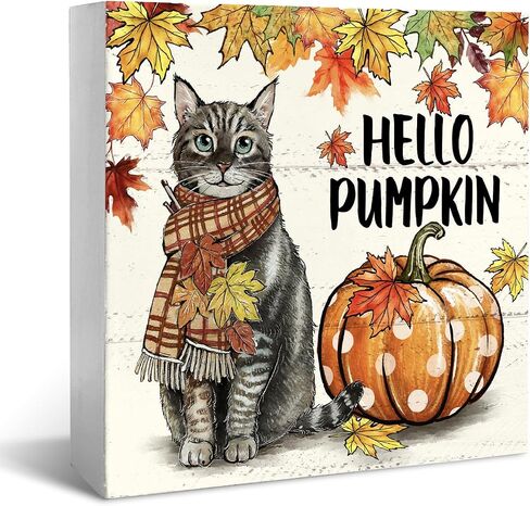 JXREQ Fall Decorations for Home Fall Decor Pumpkins Decor Wood Box Sign, Farmhouse Pumpkins Fall Desk Decor, Harvest Thanksgiving Decor for Home Shelf Office Tabletop Decorations, 5x5 Inch in Saudi Arabia