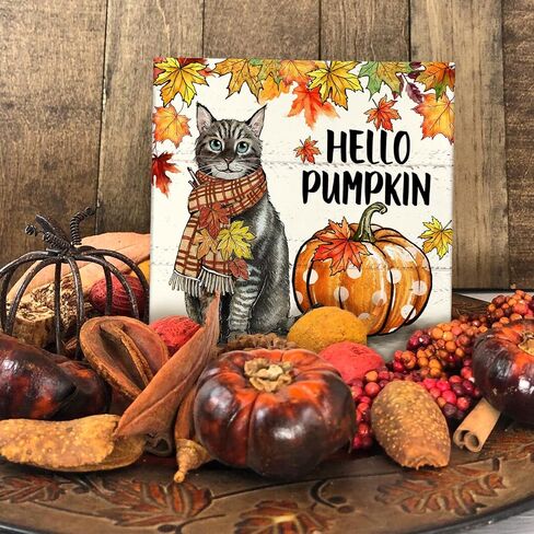 JXREQ Fall Decorations for Home Fall Decor Pumpkins Decor Wood Box Sign, Farmhouse Pumpkins Fall Desk Decor, Harvest Thanksgiving Decor for Home Shelf Office Tabletop Decorations, 5x5 Inch in Saudi Arabia