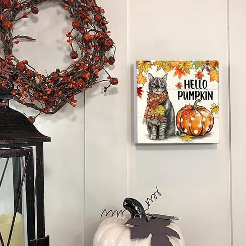 JXREQ Fall Decorations for Home Fall Decor Pumpkins Decor Wood Box Sign, Farmhouse Pumpkins Fall Desk Decor, Harvest Thanksgiving Decor for Home Shelf Office Tabletop Decorations, 5x5 Inch in Saudi Arabia