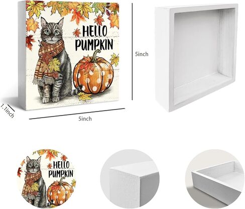 JXREQ Fall Decorations for Home Fall Decor Pumpkins Decor Wood Box Sign, Farmhouse Pumpkins Fall Desk Decor, Harvest Thanksgiving Decor for Home Shelf Office Tabletop Decorations, 5x5 Inch in Saudi Arabia