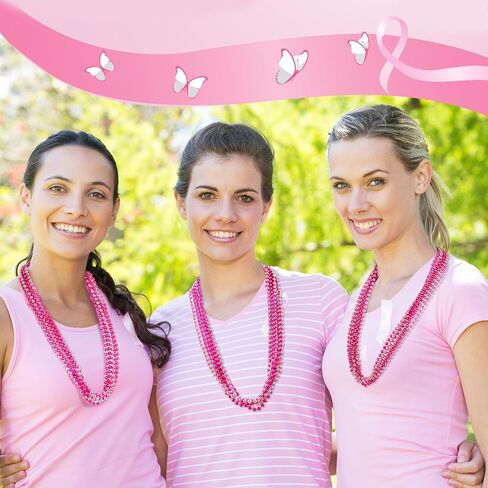 Bucherry 200 Pcs Valentine's Day Bead Necklaces Red Pink Bead Necklaces 33 Inch 7 mm Hot Pink Valentines Day Metallic Round Beaded Necklace for Women Party Valentine's Pink Party Decorations in Kuwait