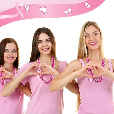 Bucherry 200 Pcs Valentine's Day Bead Necklaces Red Pink Bead Necklaces 33 Inch 7 mm Hot Pink Valentines Day Metallic Round Beaded Necklace for Women Party Valentine's Pink Party Decorations in Kuwait