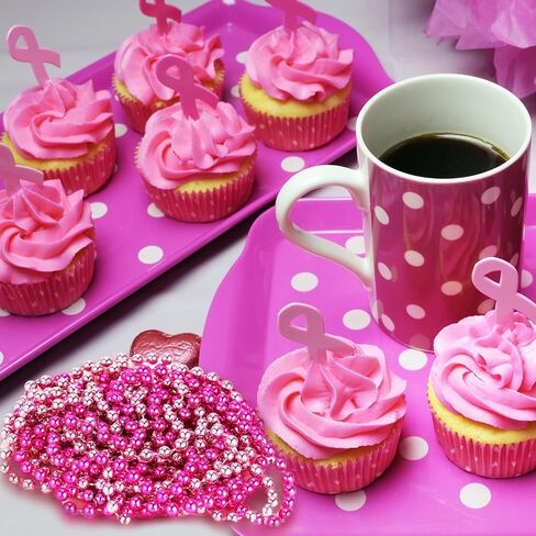 Bucherry 200 Pcs Valentine's Day Bead Necklaces Red Pink Bead Necklaces 33 Inch 7 mm Hot Pink Valentines Day Metallic Round Beaded Necklace for Women Party Valentine's Pink Party Decorations in Kuwait