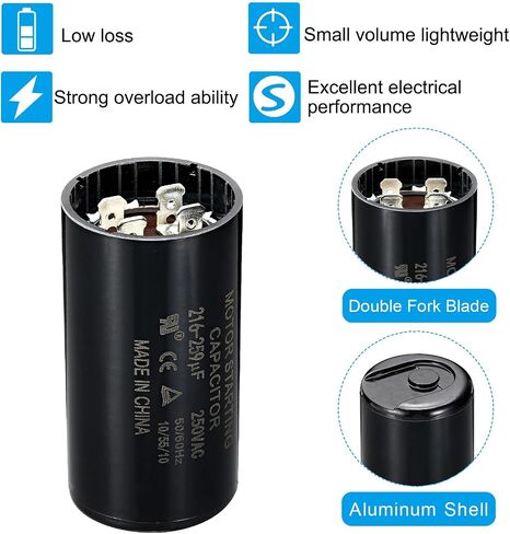 مكثف تشغيل المحرك PATIKIL، 86-103 فائق التوهج/Mfd 220-250 فولت 50/60 هرتز CD60 مكثف تشغيل المحرك لبدء تشغيل المحرك الكهربائي in Saudi Arabia