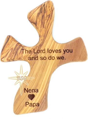 Dacaret Factory Healing Cross | Olive wood | 5'' fits in the hand for praying | Confirmation, First Communion Gifts | Loss of a dear one | Memorial | Christmas Gift (Without Engraving) in Saudi Arabia