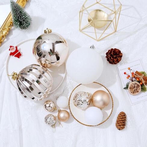 Christmas Ball Ornaments for Xmas Decorations,50 pcs Christmas Extra Large Tree Shatterproof Ornaments-Champagne (Combo of 5 Style in 3 Sizes) in Kuwait