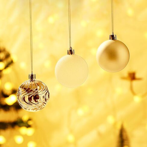 Christmas Ball Ornaments for Xmas Decorations,50 pcs Christmas Extra Large Tree Shatterproof Ornaments-Champagne (Combo of 5 Style in 3 Sizes) in Kuwait