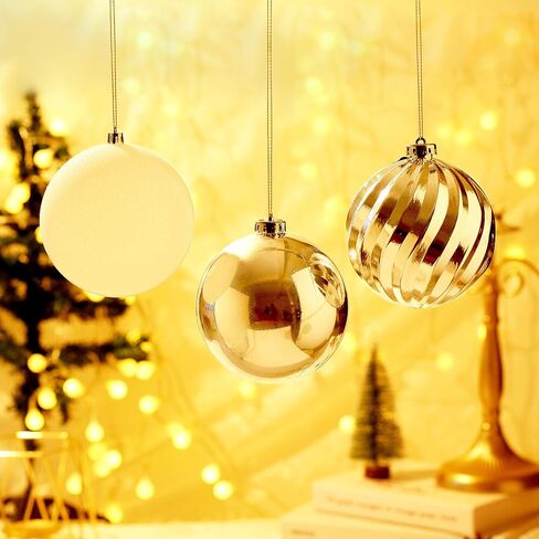 Christmas Ball Ornaments for Xmas Decorations,50 pcs Christmas Extra Large Tree Shatterproof Ornaments-Champagne (Combo of 5 Style in 3 Sizes) in Kuwait