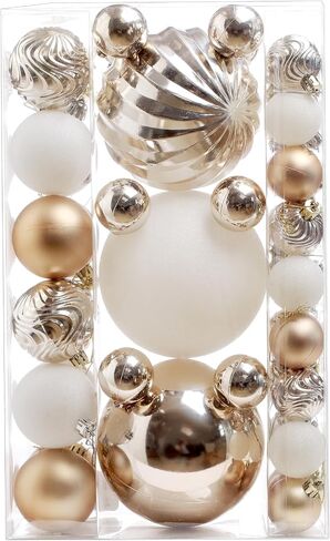 Christmas Ball Ornaments for Xmas Decorations,50 pcs Christmas Extra Large Tree Shatterproof Ornaments-Champagne (Combo of 5 Style in 3 Sizes) in Kuwait