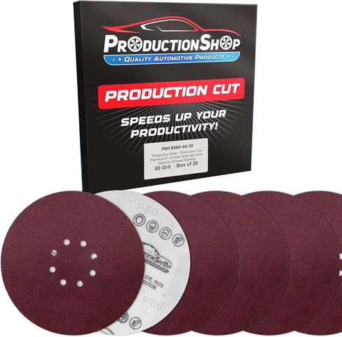 Premium 9" Red 8-Hole Pattern 80 Grit Sanding Discs, Box of 20 - Dustless Hook & Loop Backing Sandpaper for Drywall Power Sanders, Coarse-Cut Abrasive - Woodworking, Sand Auto Paint in Saudi Arabia