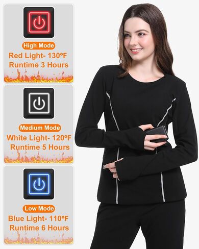 FERNIDA Women Heated Thermal Top with 7.4V Battery Pack Stretch Heated Shirt with Thumb Hole Fleece Lined Heating Baselayer in Saudi Arabia
