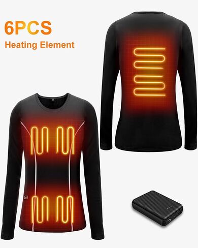FERNIDA Women Heated Thermal Top with 7.4V Battery Pack Stretch Heated Shirt with Thumb Hole Fleece Lined Heating Baselayer in Saudi Arabia