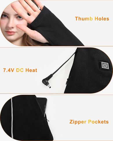 FERNIDA Women Heated Thermal Top with 7.4V Battery Pack Stretch Heated Shirt with Thumb Hole Fleece Lined Heating Baselayer in Saudi Arabia